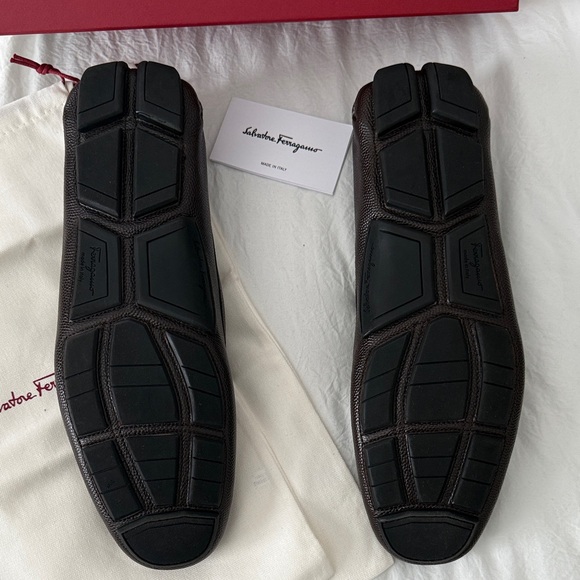 Salvatore Ferragamo Dark Brown Leather Loafers Men’s Size 13 - Picture 4 of 8